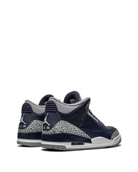 dunkelblaue bedruckte Leder niedrige Sneakers von Jordan