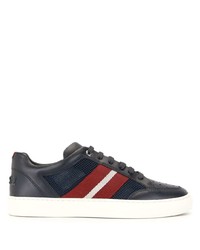 dunkelblaue bedruckte Leder niedrige Sneakers von Bally