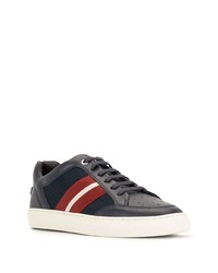 dunkelblaue bedruckte Leder niedrige Sneakers von Bally