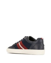 dunkelblaue bedruckte Leder niedrige Sneakers von Bally