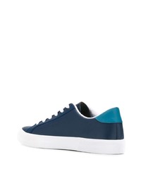 dunkelblaue bedruckte Leder niedrige Sneakers von Tommy Jeans