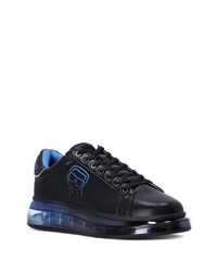 dunkelblaue bedruckte Leder niedrige Sneakers von Karl Lagerfeld