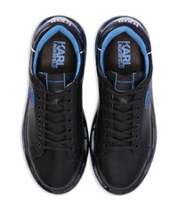 dunkelblaue bedruckte Leder niedrige Sneakers von Karl Lagerfeld