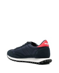 dunkelblaue bedruckte Leder niedrige Sneakers von Blauer