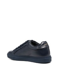 dunkelblaue bedruckte Leder niedrige Sneakers von Paul Smith