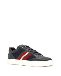 dunkelblaue bedruckte Leder niedrige Sneakers von Bally