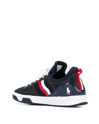 dunkelblaue bedruckte Leder niedrige Sneakers von Polo Ralph Lauren