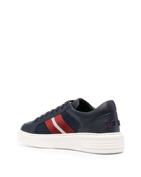 dunkelblaue bedruckte Leder niedrige Sneakers von Bally