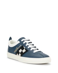 dunkelblaue bedruckte Leder niedrige Sneakers von Bally