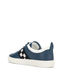 dunkelblaue bedruckte Leder niedrige Sneakers von Bally