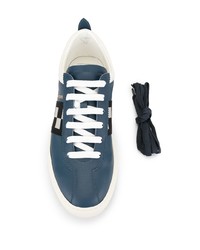 dunkelblaue bedruckte Leder niedrige Sneakers von Bally