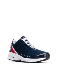 dunkelblaue bedruckte Leder Sportschuhe von Tommy Jeans