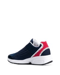 dunkelblaue bedruckte Leder Sportschuhe von Tommy Jeans