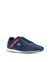 dunkelblaue bedruckte Leder Sportschuhe von Lacoste