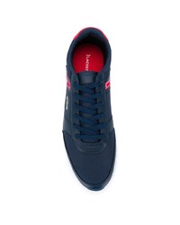 dunkelblaue bedruckte Leder Sportschuhe von Lacoste