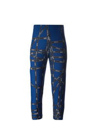 dunkelblaue bedruckte Leggings von Hermès Vintage