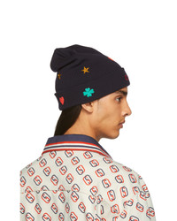 dunkelblaue bedruckte Mütze von Gucci
