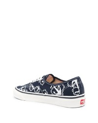 dunkelblaue bedruckte niedrige Sneakers von Vans