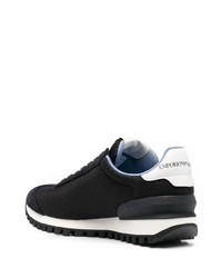 dunkelblaue bedruckte niedrige Sneakers von Emporio Armani