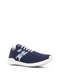 dunkelblaue bedruckte niedrige Sneakers von Kiton