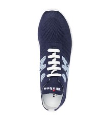 dunkelblaue bedruckte niedrige Sneakers von Kiton