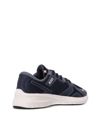 dunkelblaue bedruckte niedrige Sneakers von BOSS