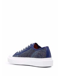 dunkelblaue bedruckte niedrige Sneakers von Etro