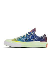 dunkelblaue bedruckte Segeltuch niedrige Sneakers von Converse