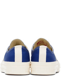 dunkelblaue bedruckte Segeltuch niedrige Sneakers von Comme Des Garcons Play