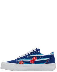 dunkelblaue bedruckte Segeltuch niedrige Sneakers von Vans