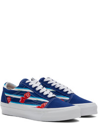 dunkelblaue bedruckte Segeltuch niedrige Sneakers von Vans