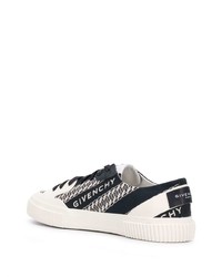 dunkelblaue bedruckte Segeltuch niedrige Sneakers von Givenchy