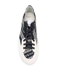 dunkelblaue bedruckte Segeltuch niedrige Sneakers von Givenchy