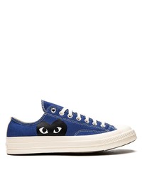 dunkelblaue bedruckte Segeltuch niedrige Sneakers von Converse