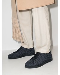 dunkelblaue bedruckte Segeltuch niedrige Sneakers von Fendi