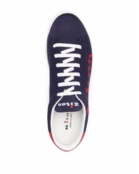 dunkelblaue bedruckte Segeltuch niedrige Sneakers von Kiton