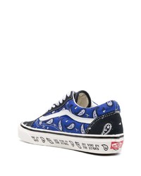 dunkelblaue bedruckte Segeltuch niedrige Sneakers von Vans