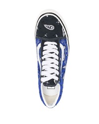 dunkelblaue bedruckte Segeltuch niedrige Sneakers von Vans