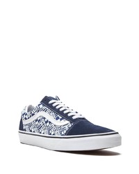 dunkelblaue bedruckte Segeltuch niedrige Sneakers von Vans