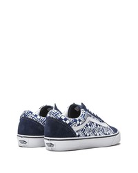 dunkelblaue bedruckte Segeltuch niedrige Sneakers von Vans