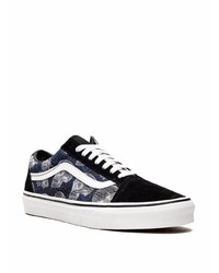 dunkelblaue bedruckte Segeltuch niedrige Sneakers von Vans