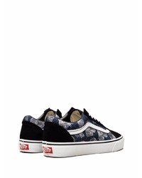 dunkelblaue bedruckte Segeltuch niedrige Sneakers von Vans