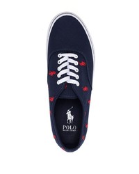 dunkelblaue bedruckte Segeltuch niedrige Sneakers von Polo Ralph Lauren
