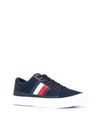 dunkelblaue bedruckte Segeltuch niedrige Sneakers von Tommy Hilfiger