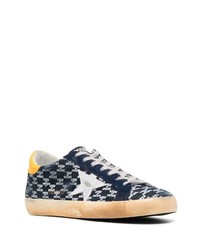 dunkelblaue bedruckte Segeltuch niedrige Sneakers von Golden Goose