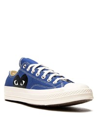 dunkelblaue bedruckte Segeltuch niedrige Sneakers von Converse