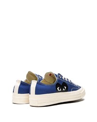 dunkelblaue bedruckte Segeltuch niedrige Sneakers von Converse