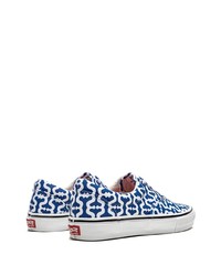 dunkelblaue bedruckte Segeltuch niedrige Sneakers von Vans