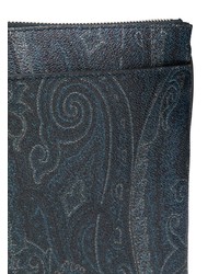 dunkelblaue bedruckte Segeltuch Umhängetasche von Etro