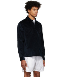 dunkelblaue bedruckte Shirtjacke aus Cord von Palmes